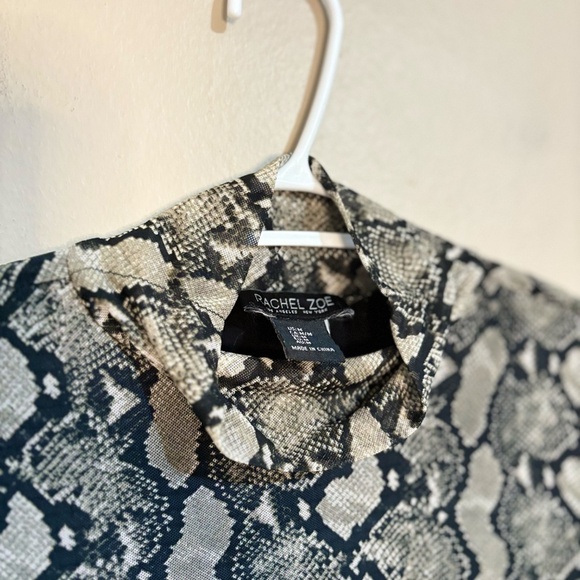 Rachel Zoe Mesh Snake Skin Print Turtleneck w Sheer Long Sleeves - Picture 4 of 12